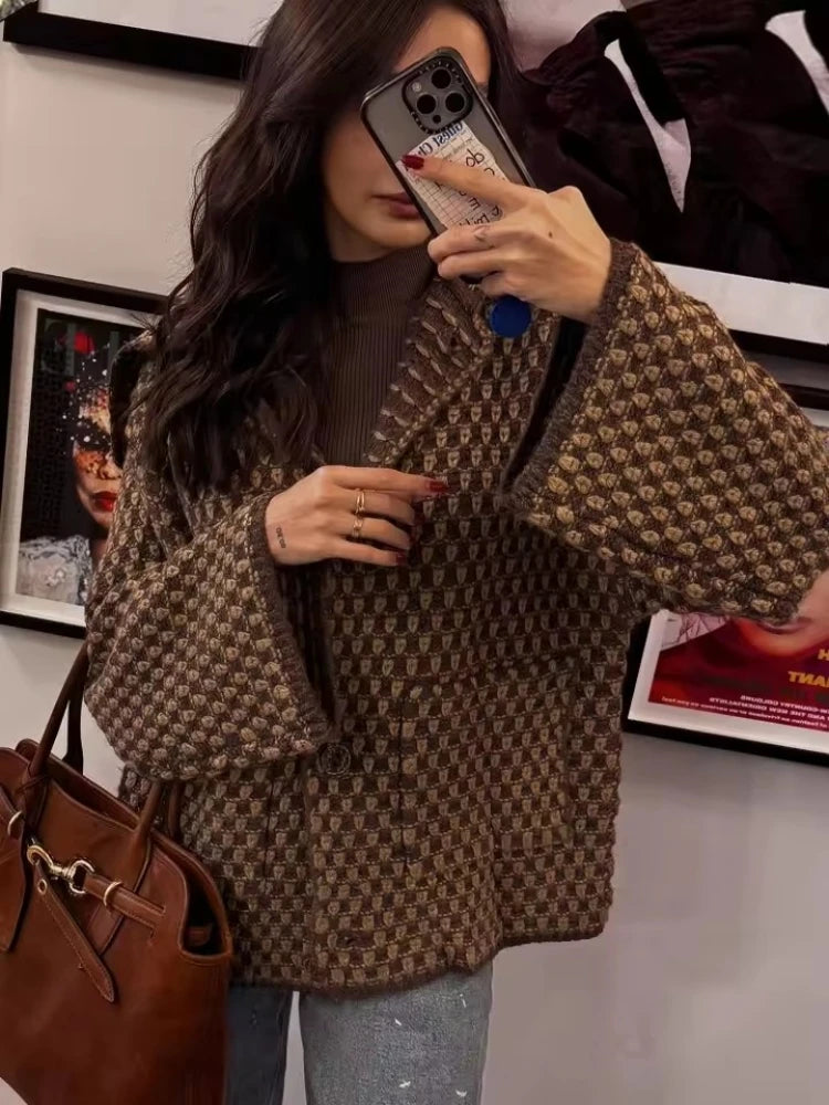 2025 New Autumn Brown Long Sleeve Knitted
