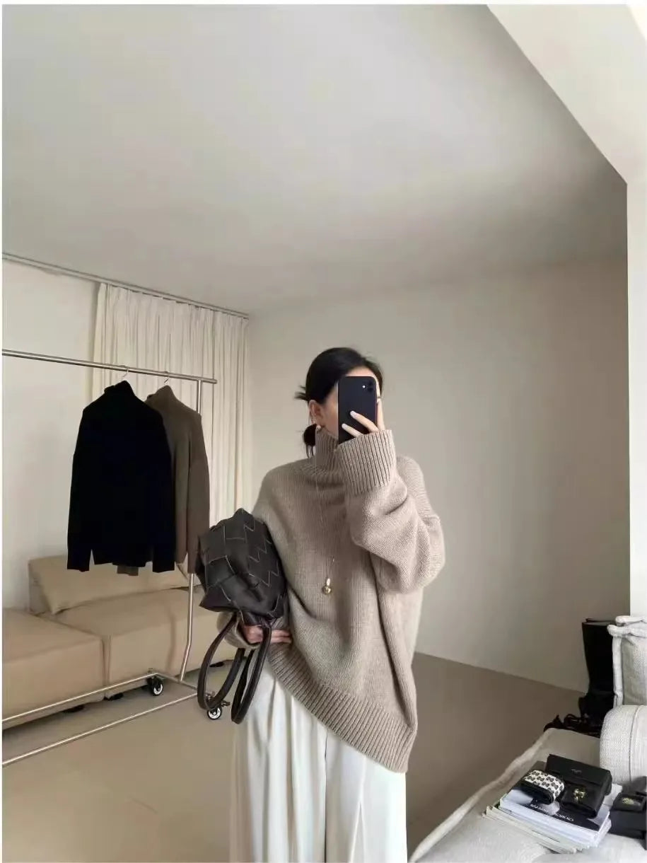 100% pure cashmere sweater for women high-neck