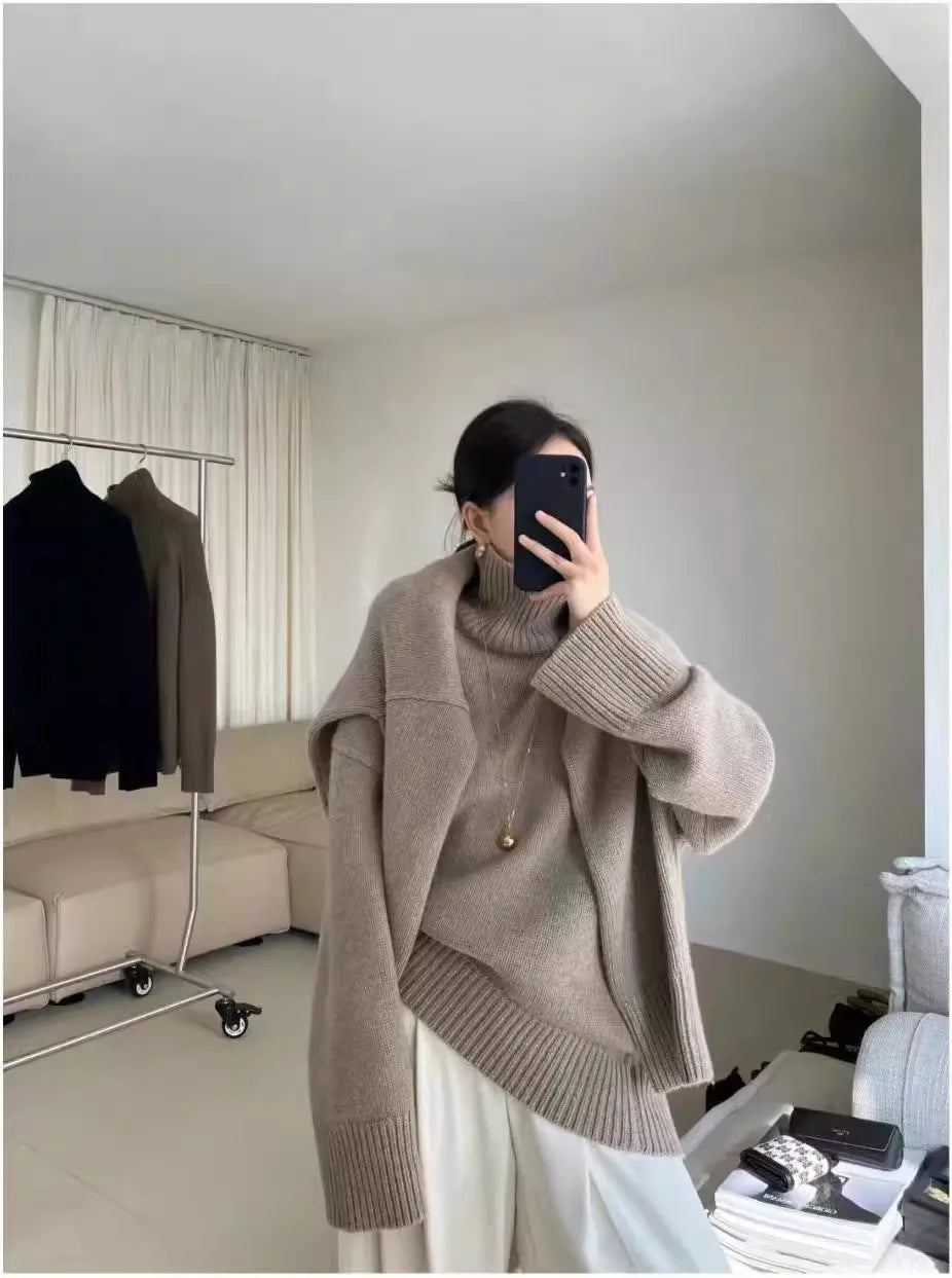 100% pure cashmere sweater for women high-neck