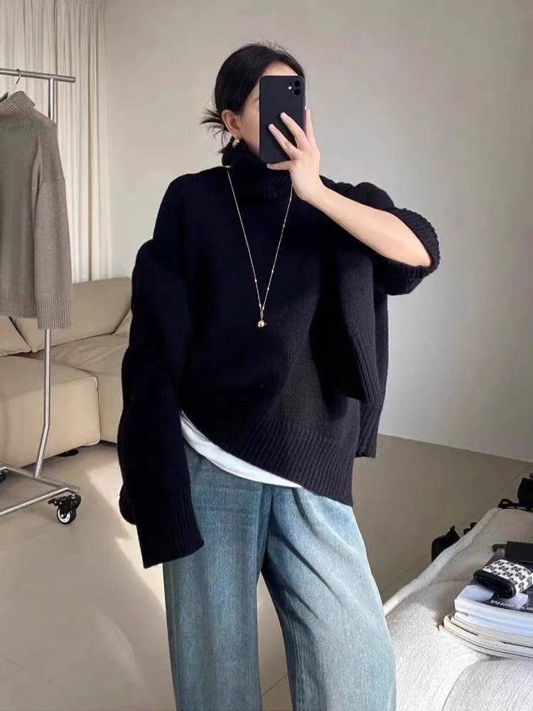 100% pure cashmere sweater for women high-neck